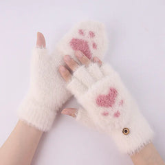 Winter Cat Claw Knit Gloves